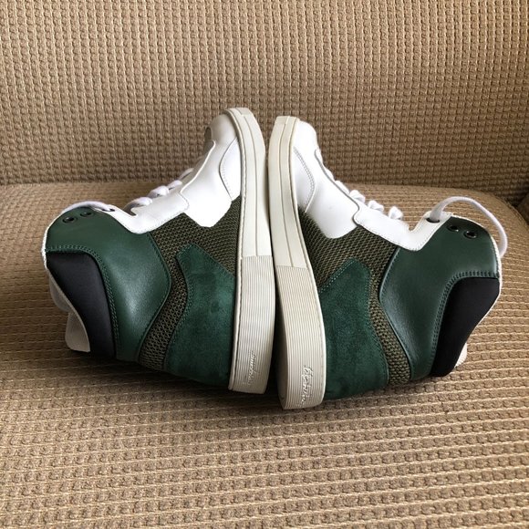 Salvatore Ferragamo Men's White Green Leather High Tops